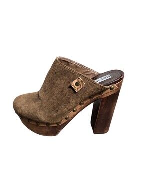Steve Madden Brown Suede Platform Mules Clogs Heels